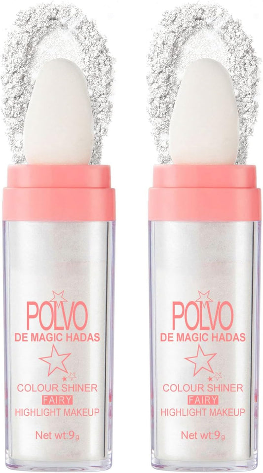 2PCS Hair and Body Glitter Powder, Highlighter Glitter Makeup for Clothes, Festival Rave Prom Loose Sparkle Powder,Holographic Ultra Fine Resin Glitters for Crafts (Pearl White+Pearl White)