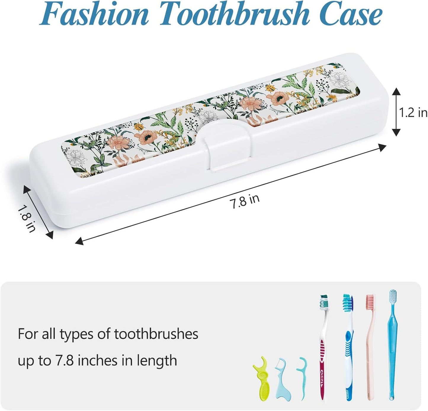 2 Pcs Toothbrush Travel Case - Colorful Pattern, Holder and Covers for Toothbrushes, Includes Tongue Scraper Case