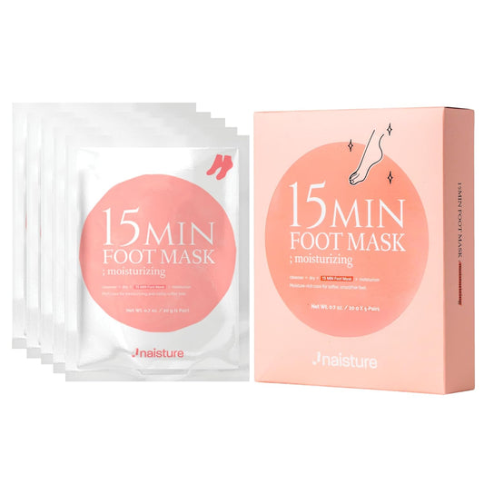 15 Min Foot Moisturizing Mask – Reviving Sock Mask with Shea Butter & Jojoba Oil for Dry Feet and Heels