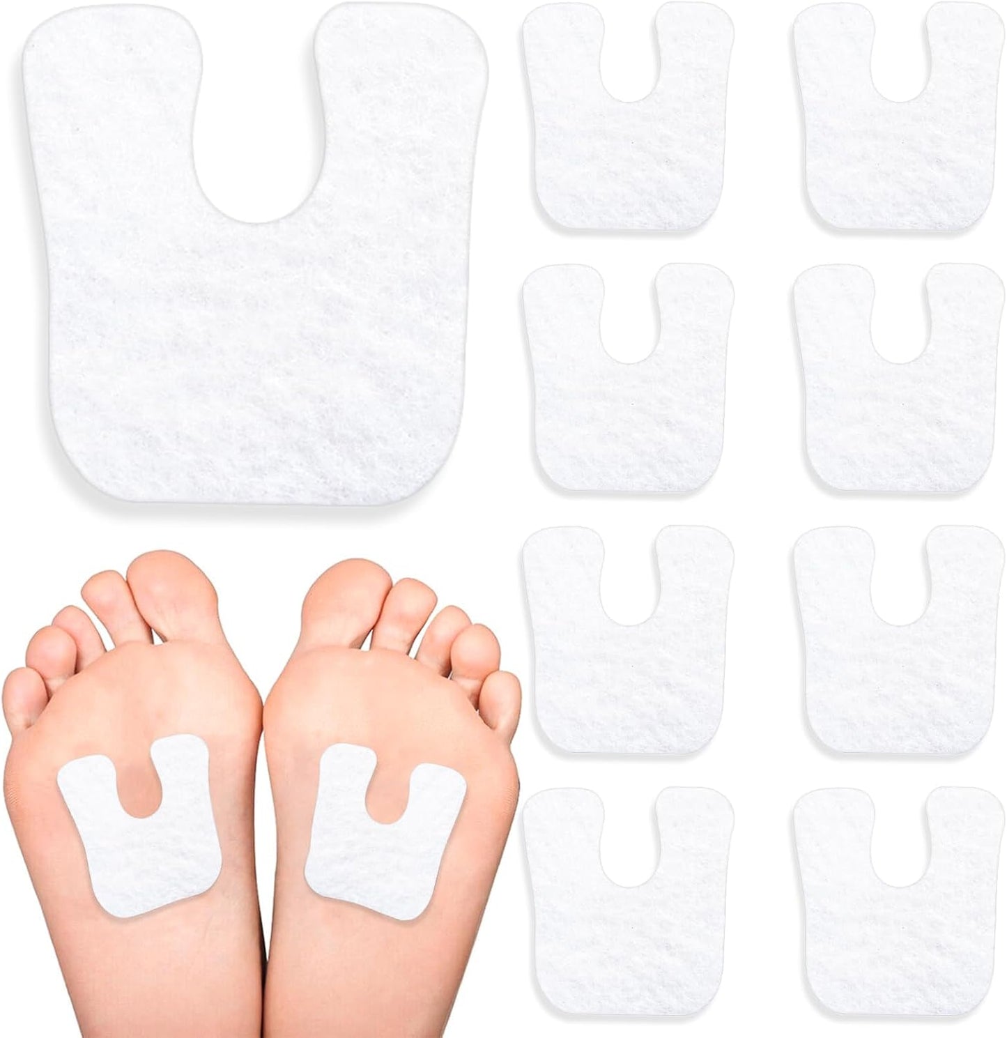 36 Pieces U Shaped Felt Pads Horseshoe Metatarsal Pads Callus Forefoot Foot Pads Pain Relief Foot Cushion Protect Calluses from Rubbing on Shoes Reduce Foot and Heel Pain(White)