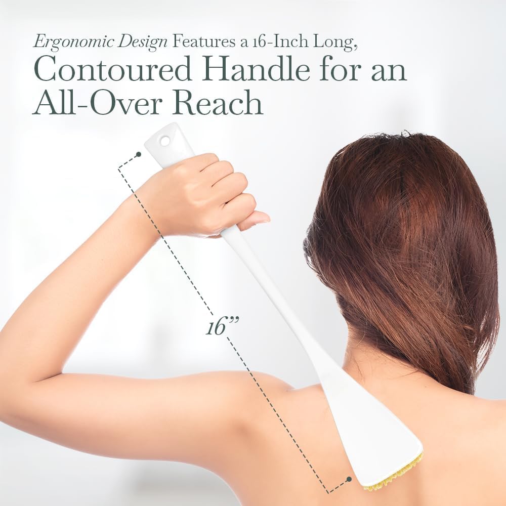 Fuller Brush Exfoliator & Scrub Body Brush - 16-inch Contoured Handle with Polyester Bristles - an All-Over Reach Including Back, Neck, Shoulders & Feet - Soft, Durable & Gentle on Your Skin