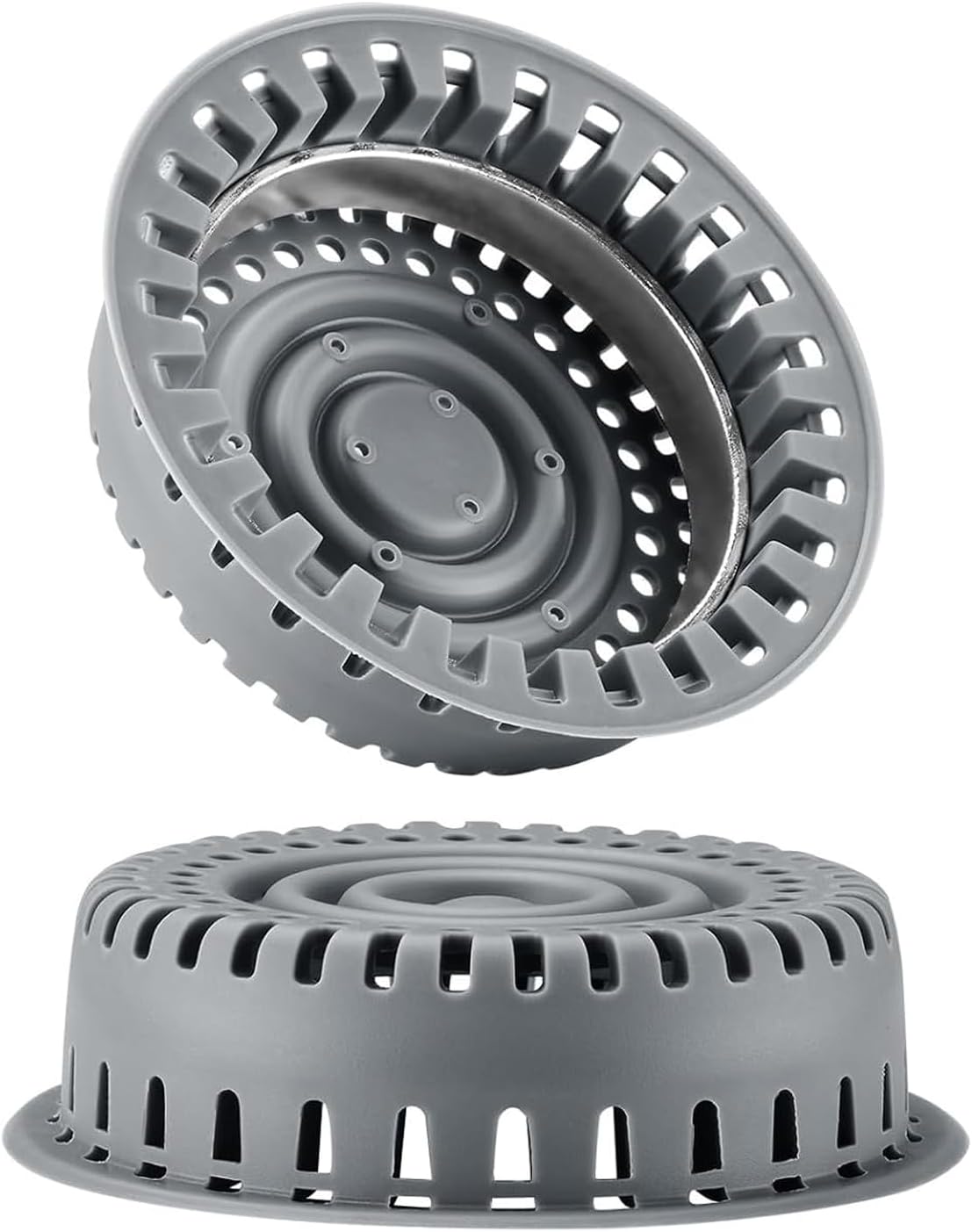 Bathtub Drain Hair Catcher/Bathtub Drain Cover/Drain Protector/Filter for Pop-Up & Regular Drains (Dark gray-2pcs)