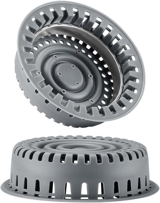Bathtub Drain Hair Catcher/Bathtub Drain Cover/Drain Protector/Filter for Pop-Up & Regular Drains (Dark gray-2pcs)