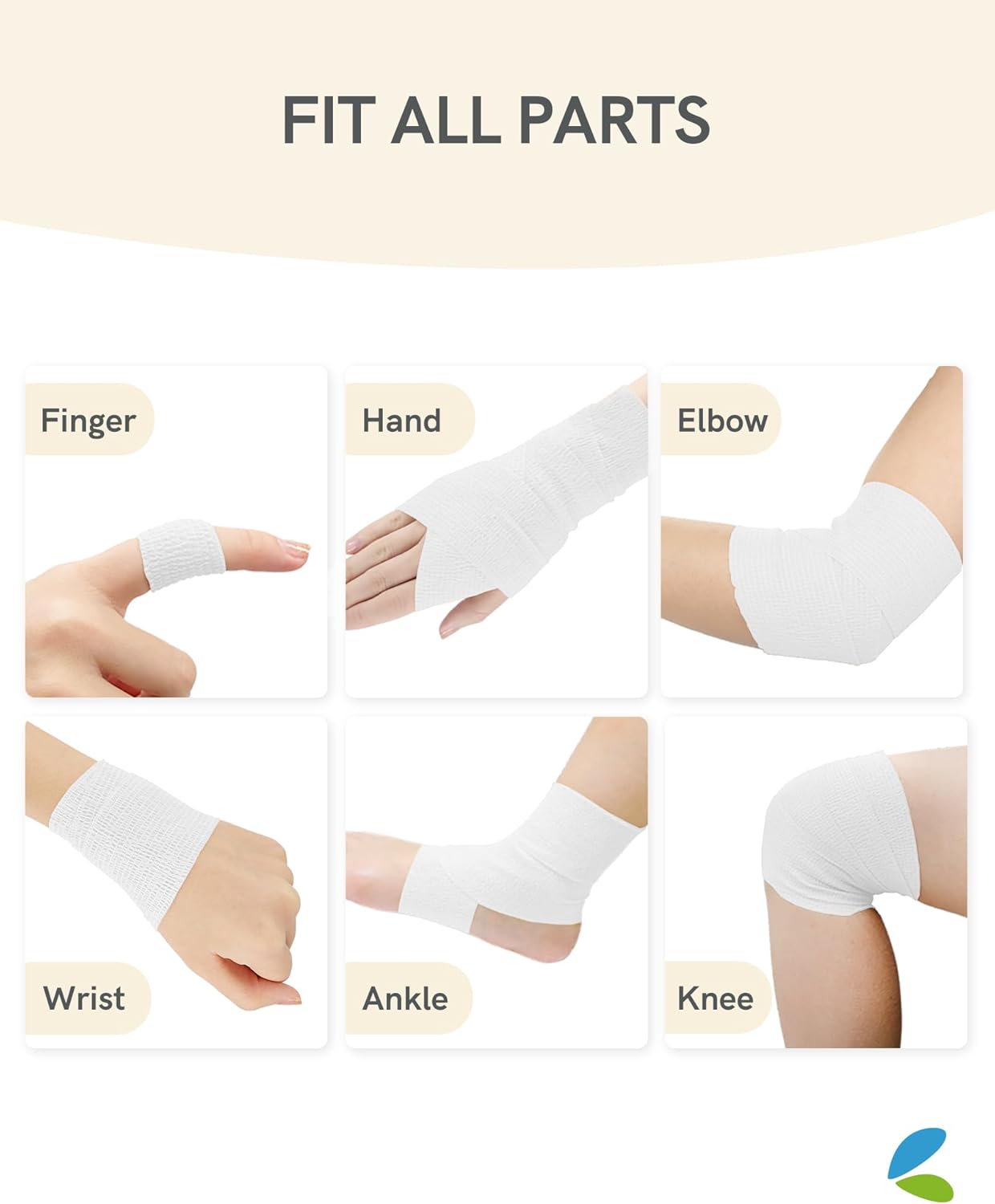 FriCARE Self Adhesive Bandage Wrap, Medical Tape in First Aid Kit, Cohesive Bandages for Wounds Sport Vet, 2 Inches X 5 Yards 6 Rolls, White