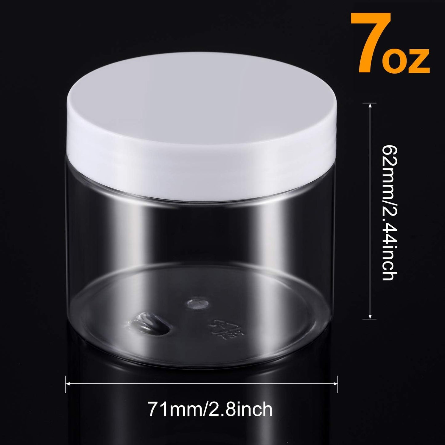 SATINIOR 12 Pack 7 oz Plastic Container Jars with Lids Round Clear Travel Cosmetic Container Slime Jars for Toiletries, Lotion, Cream, Ointments, Makeup, Rhinestone, Samples, Kitchen Storage(White)