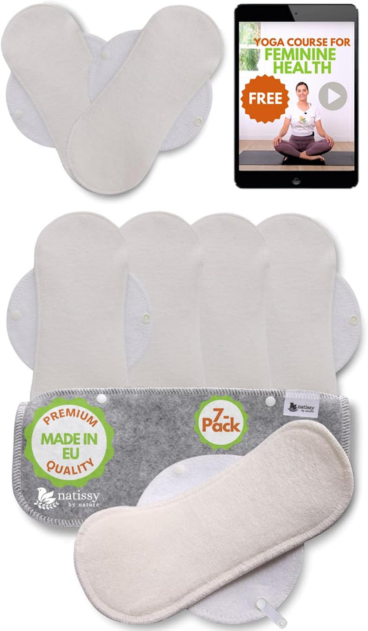 Made in EU - Ultra-Thin Reusable Panty Liners (Medium, 7-Pack) – High-Temp Washable Cloth Panty Liners for Women – Secure & Breathable Organic Viscose Keeps You Fresh & Dry for Daily Vaginal Discharge
