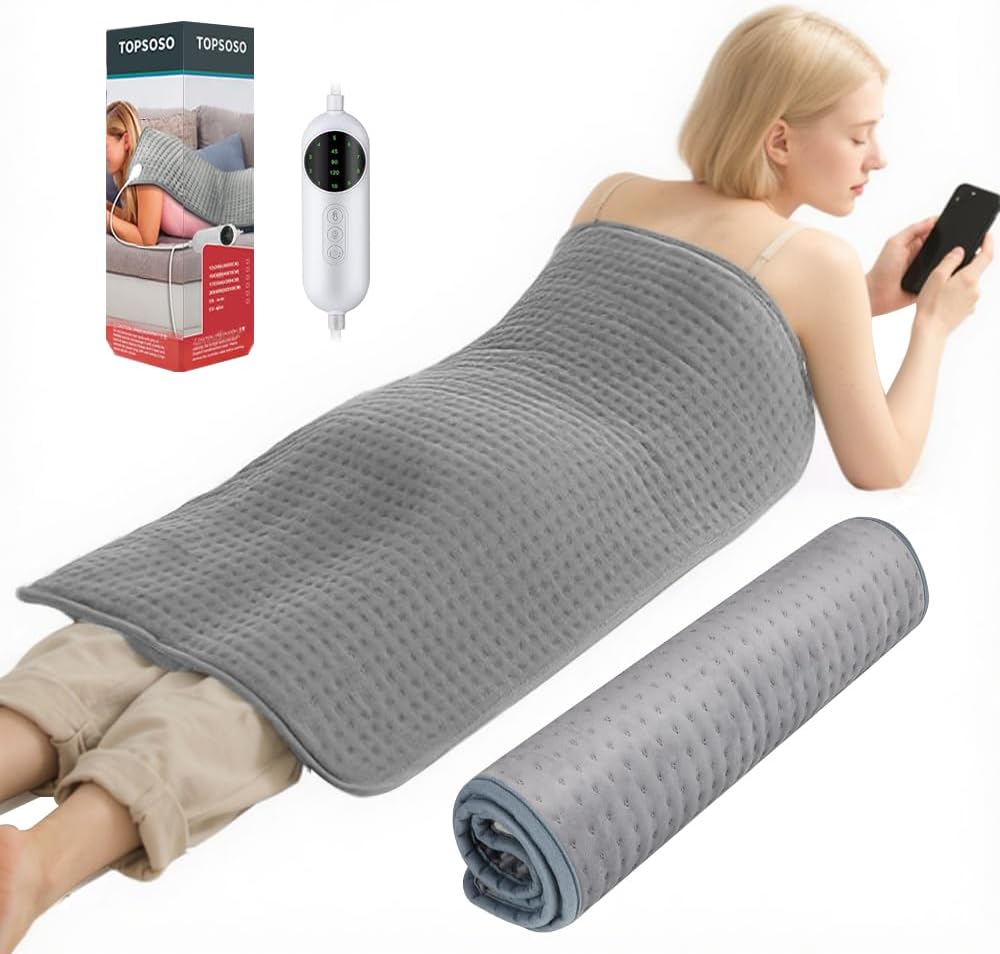 Extra Large Heating Pad - 20"x40" Heating Pad for Back Pain Relief & Period Cramps -10 Heat Settings & 3 Timing Options, Soft Machine Washable Fabric- Heat pad for Back, Shoulder, Neck, Abdomen, Legs
