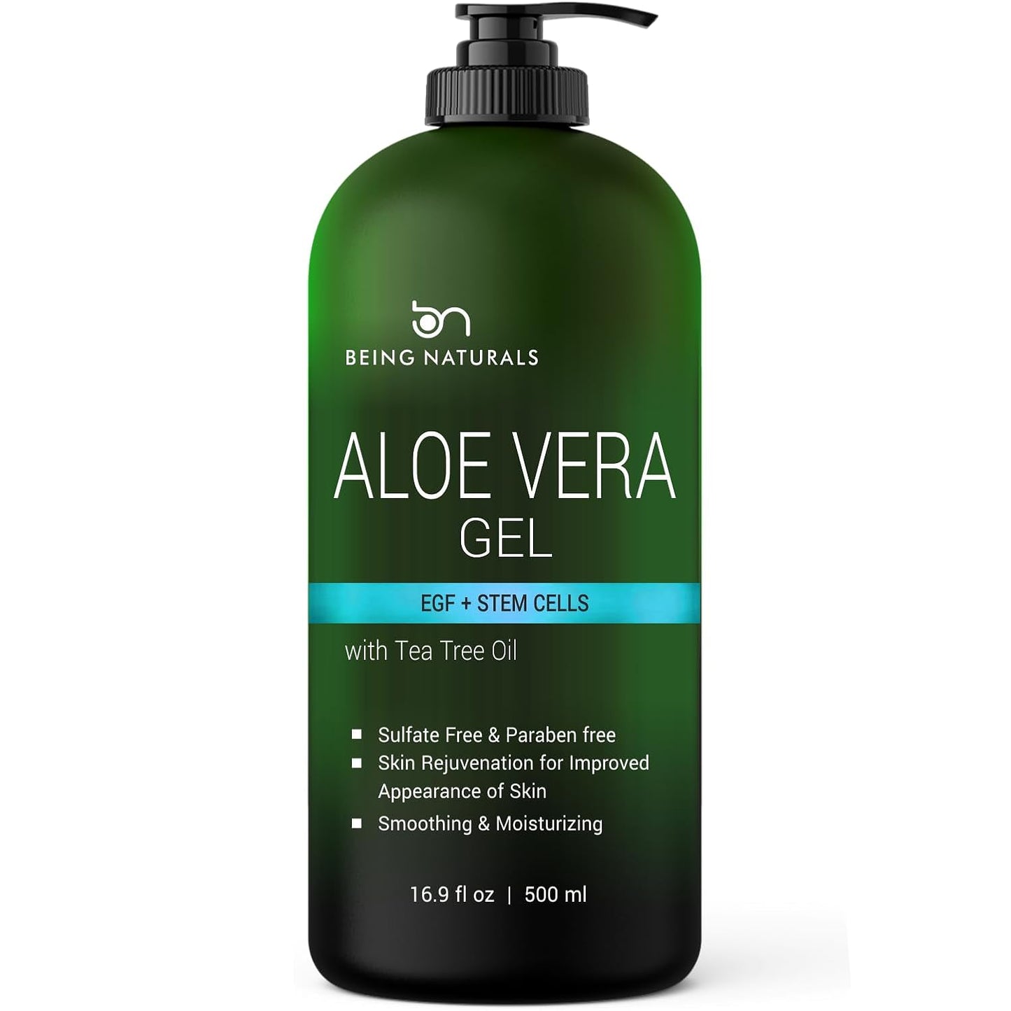 Aloe vera Gel - from 100% Pure Organic Aloe Infused with EGF, Stem Cell, Rosemary Oil - Natural Raw Moisturizer for Face, Body, Hair. Perfect for Sunburn, Acne, Razor Bumps 16.9 fl oz