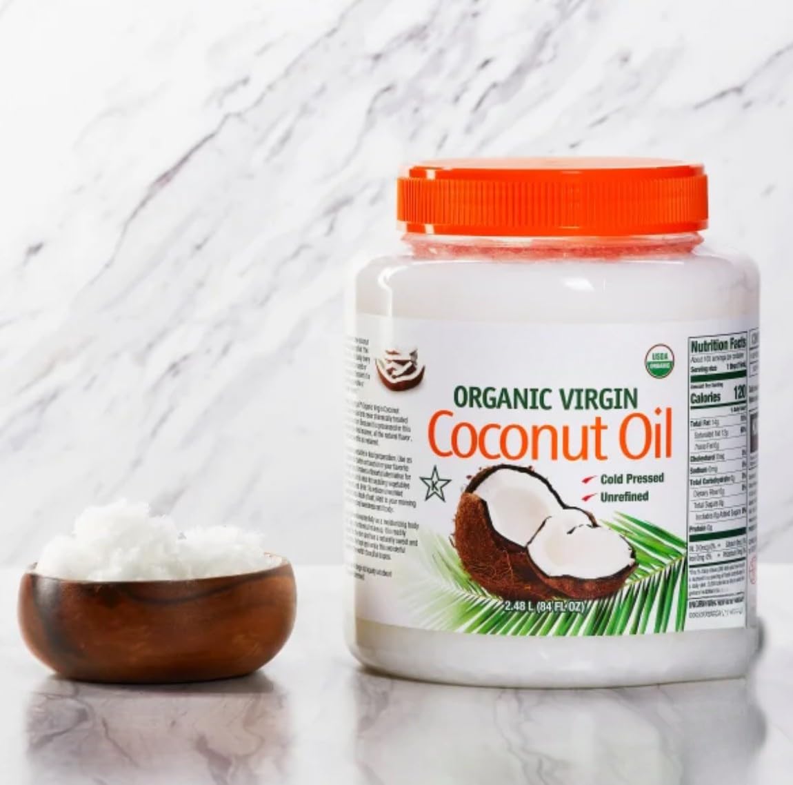 Organic Virgin Coconut Oil – Cold Pressed, 84 fl oz, Kirkland Quality, Unrefined & Chemical-Free