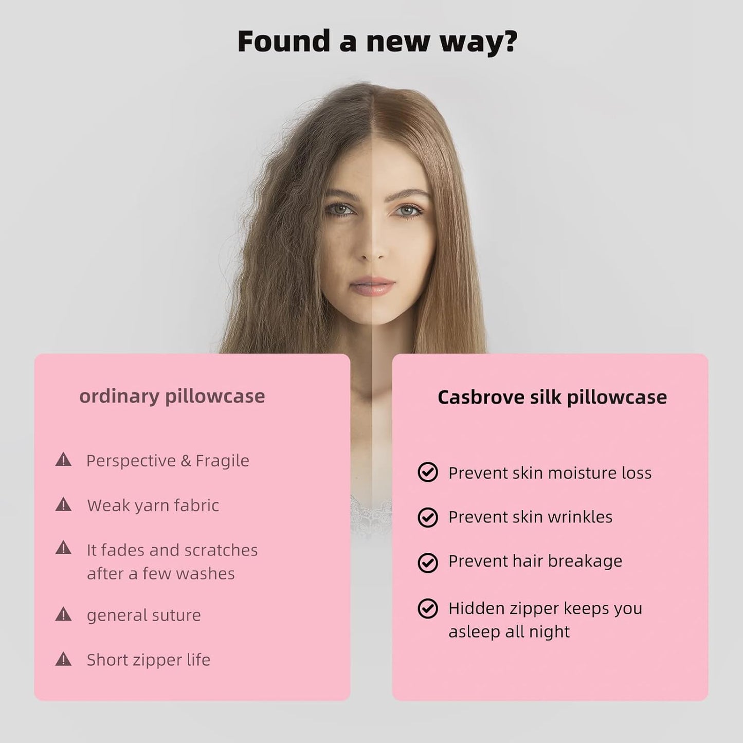 Silk Pillowcase for Hair and Skin Mulberry Silk Pillowcase Soft Breathable Smooth Both Sided Natural Silk Pillowcase with Zipper Beauty Sleep Silk Pillow Case 1 Pack for Gift (King, Champagne)…