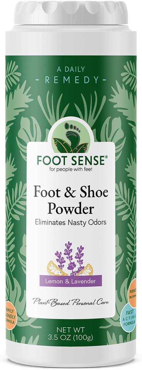 FOOT SENSE All Natural Foot & Shoe Powder, Foot Odor Eliminator for Long-Lasting Odor Control Lasts up to 6 Months, Disinfects & Deodorizes, Safe for Men, Women, Kids, Athletes, 100g