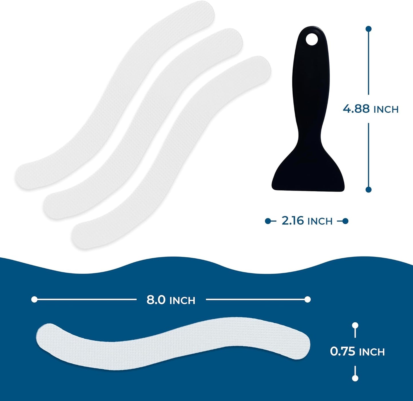 Homergy Anti Slip Shower Stickers 24 PCS, White Non-Slip Shower Strips for Adults, Premium Adhesive Bath Tub Stickers