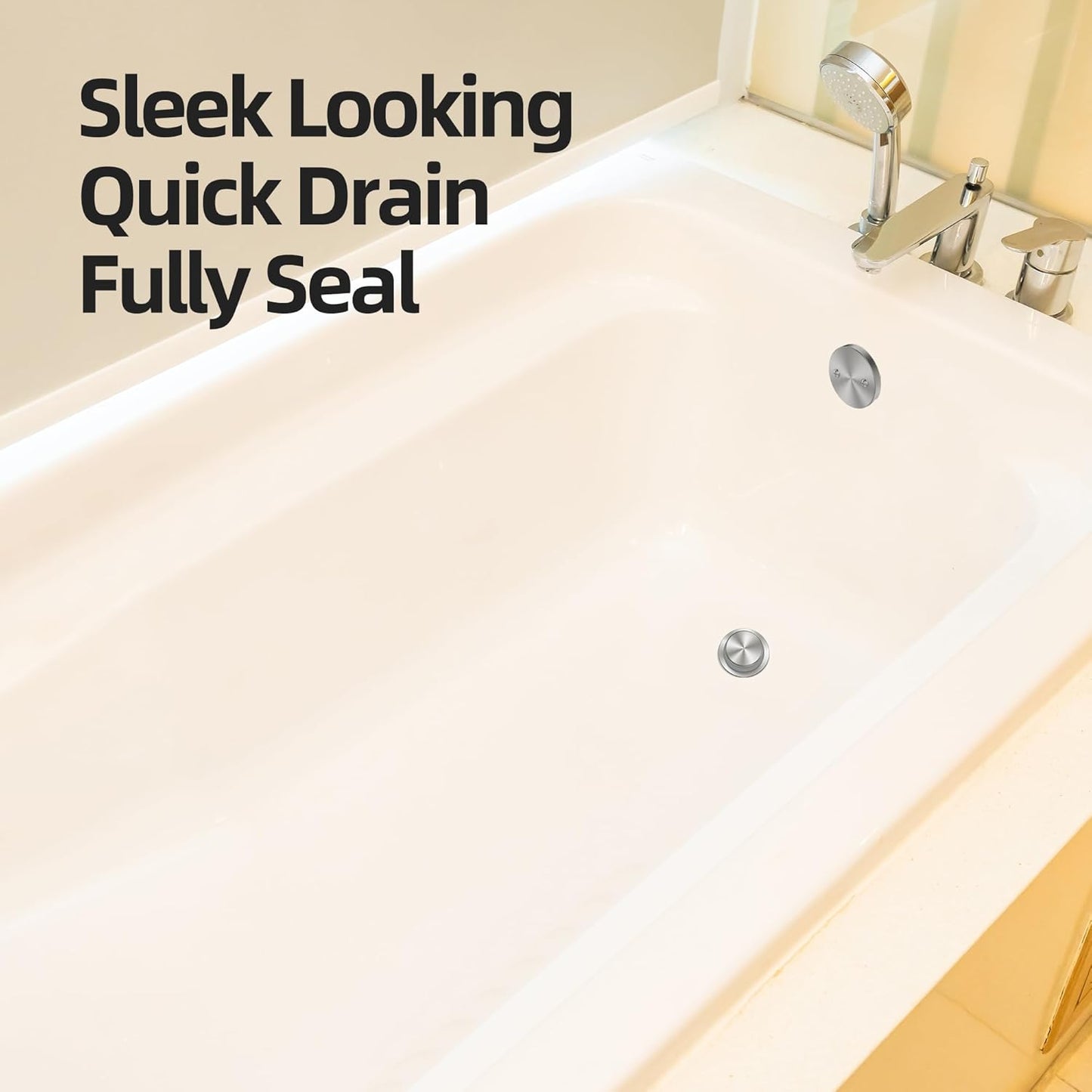 Brushed Nickel Tub Drain Kit with Hair Catcher, Premium Brass Tip-Toe Bathroom Tub Drain Replacement and 2-Hole Overflow Faceplate, 11.5/16 UNC Bathtub Drain Stopper Assembly