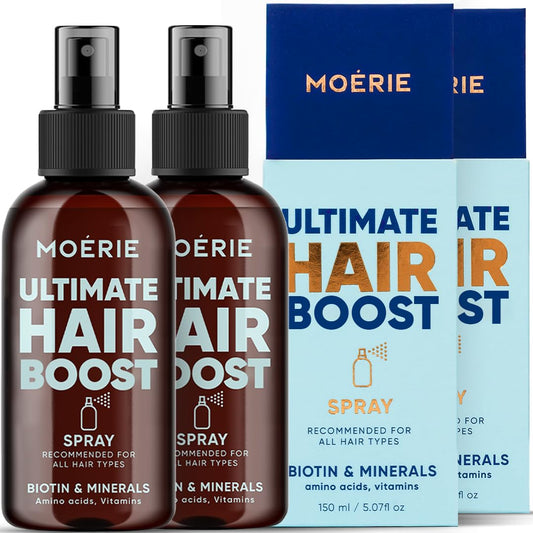 Moerie Ultimate Hair Boost Spray Designed to Strengthen Hair & Restore Scalp Health - 100% Natural Hair Serum for Hair Boost with over 100 Minerals, Vitamins & Amino acids - Fresh Scent - Double Pack