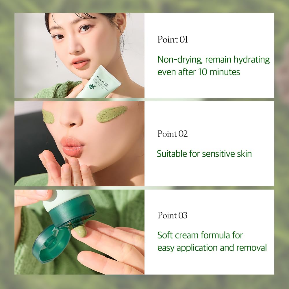 Papa Recipe Tea Tree Mud Mask – Kaolin & Bentonite Clay for Pore Care & Oil Control – Red Bean Exfoliation & Soothing Formula – Korean Skincare
