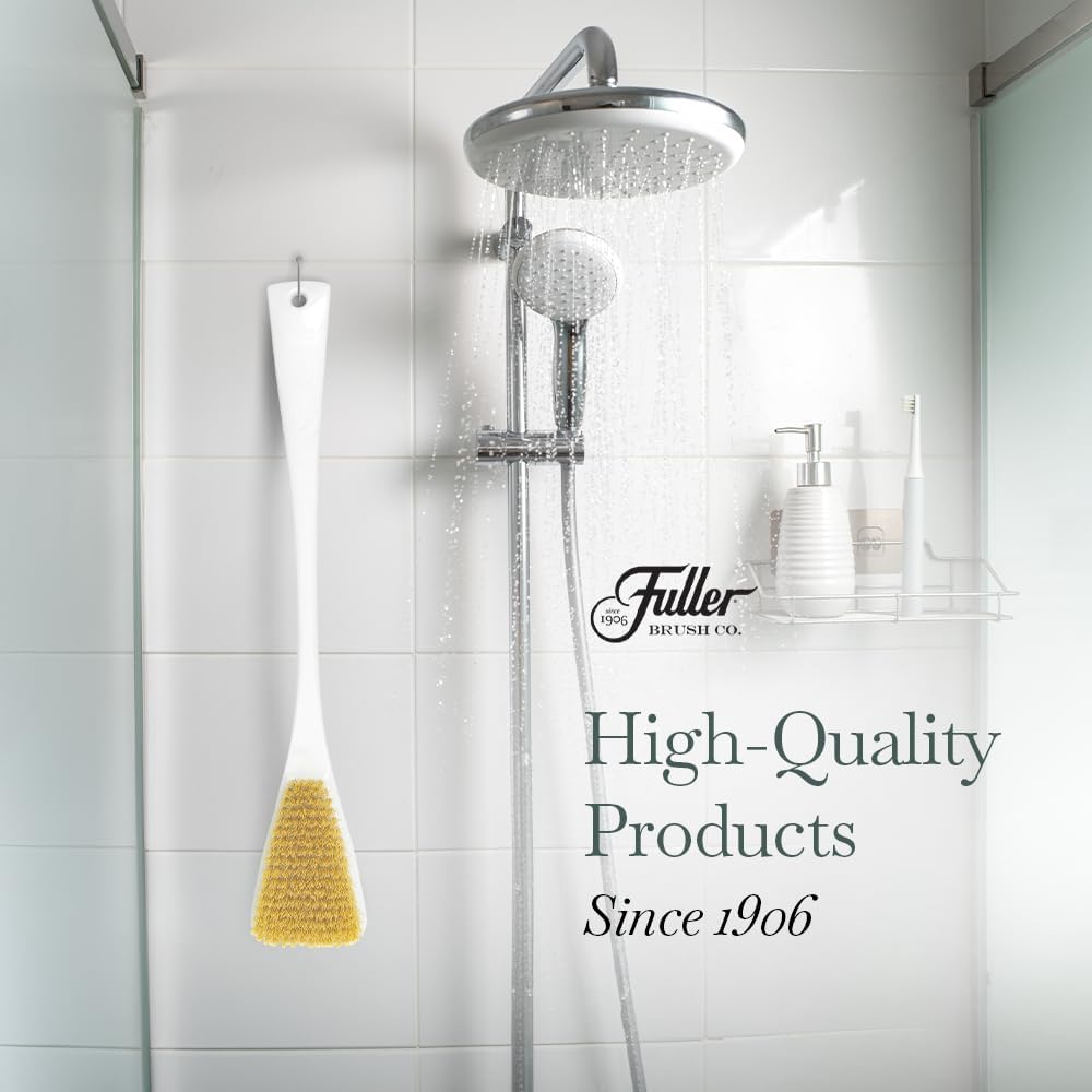 Fuller Brush Exfoliator & Scrub Body Brush - 16-inch Contoured Handle with Polyester Bristles - an All-Over Reach Including Back, Neck, Shoulders & Feet - Soft, Durable & Gentle on Your Skin (2-Pack)