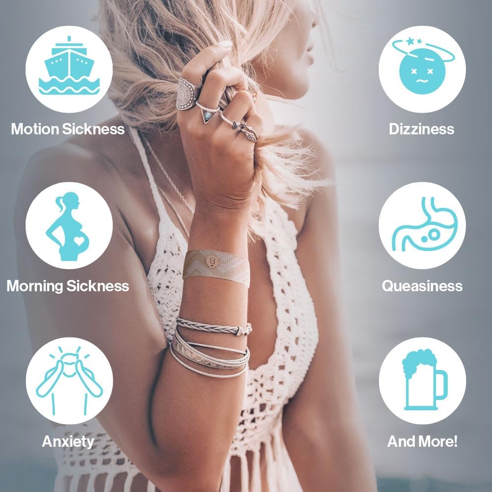 Blisslets Acupressure Relief Band - Cartagena Collection - Parentage (Rosewater/Camel, Large - 6 3/4" - 7 1/2")