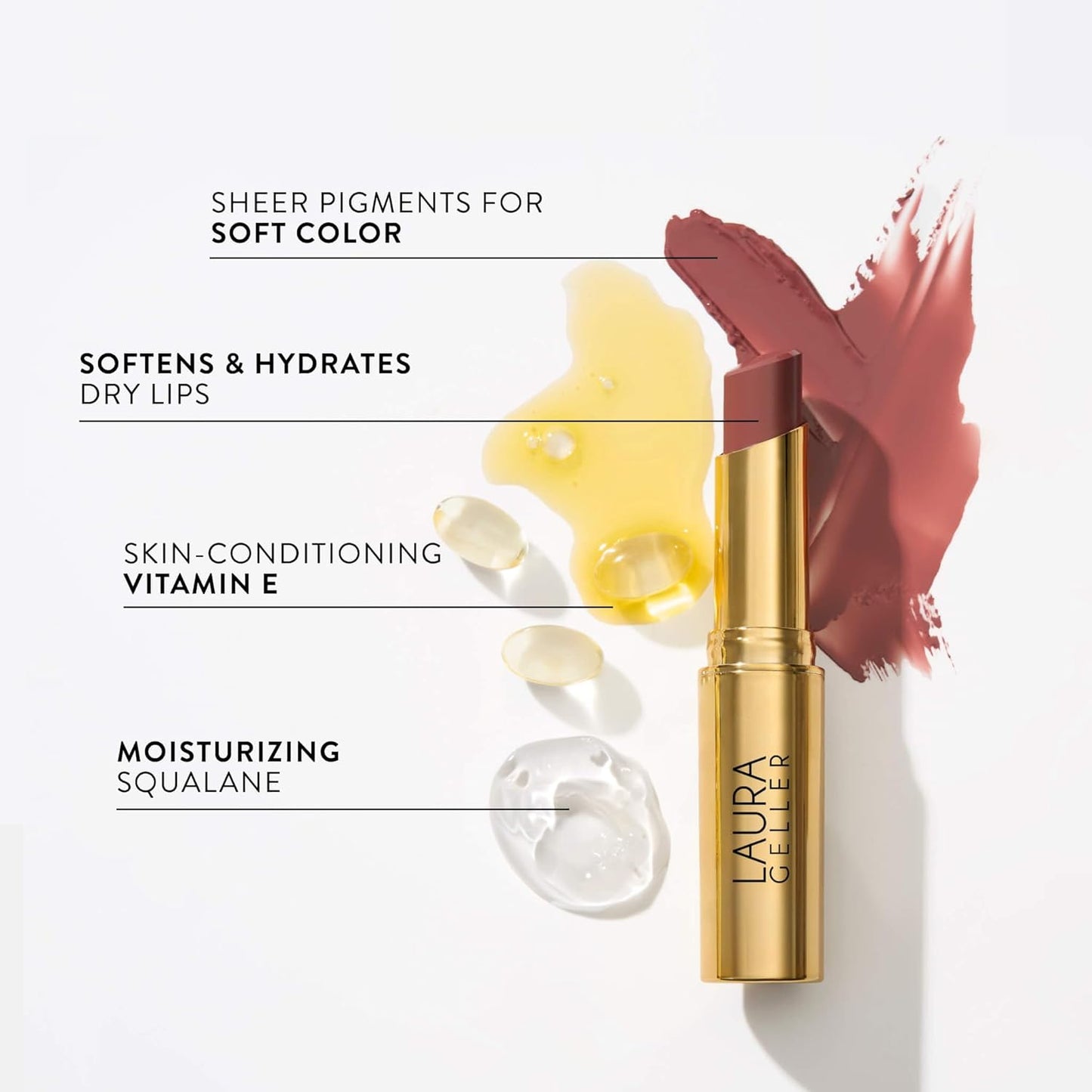 LAURA GELLER NEW YORK Jelly Balm Moisturizing Tinted Lip Balm - Brick House - Hydrating Vitamin E - Semi-Shine Finish