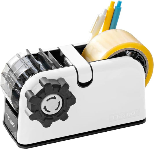 [TENDO°] Multi-Section Tape Dispenser ZO-508: Innovative Cutter for Custom Tape Width (White)