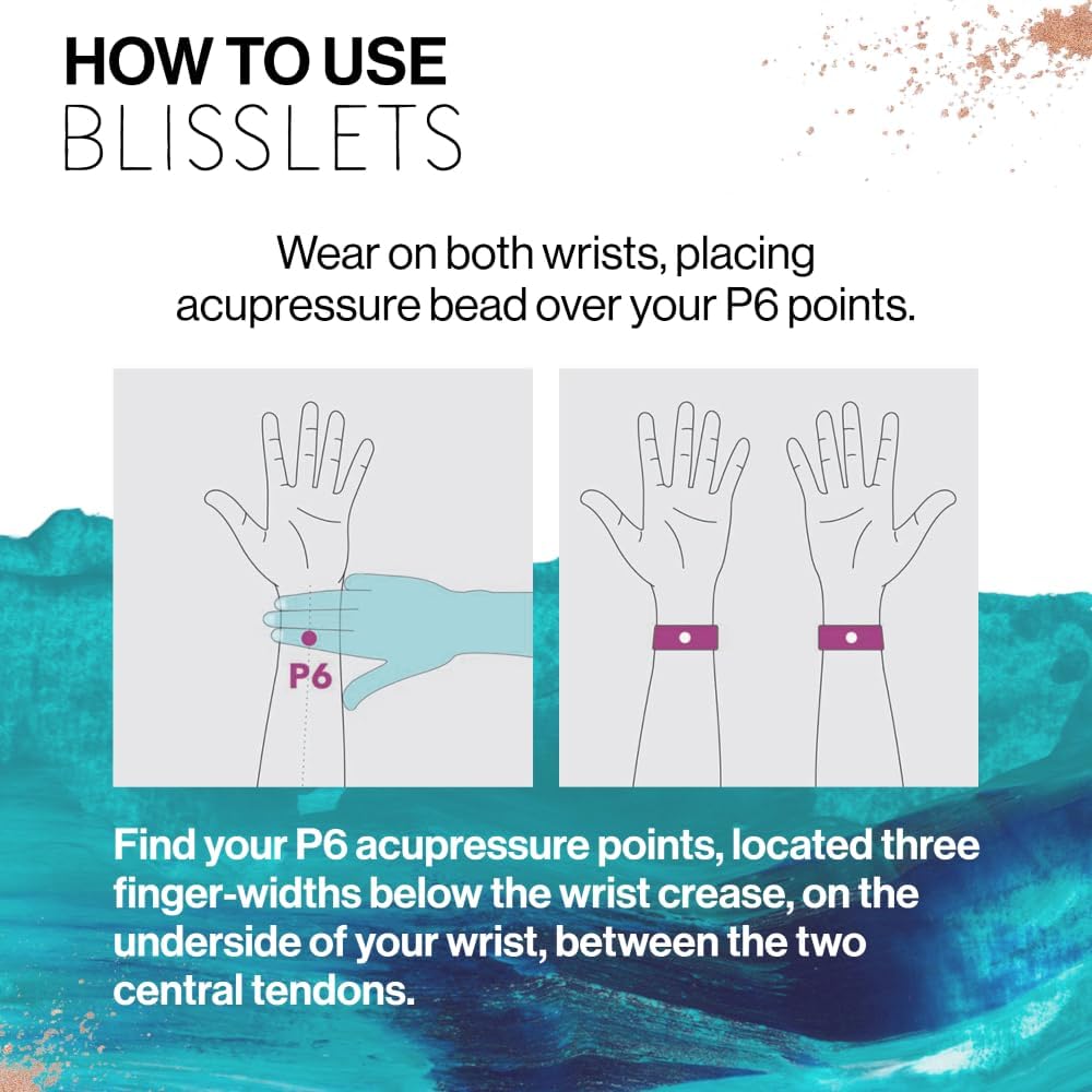 Blisslets Acupressure Relief Band - Cartagena Collection - Parentage (Blue/Camel/Gold, Large - 6 3/4" - 7 1/2")