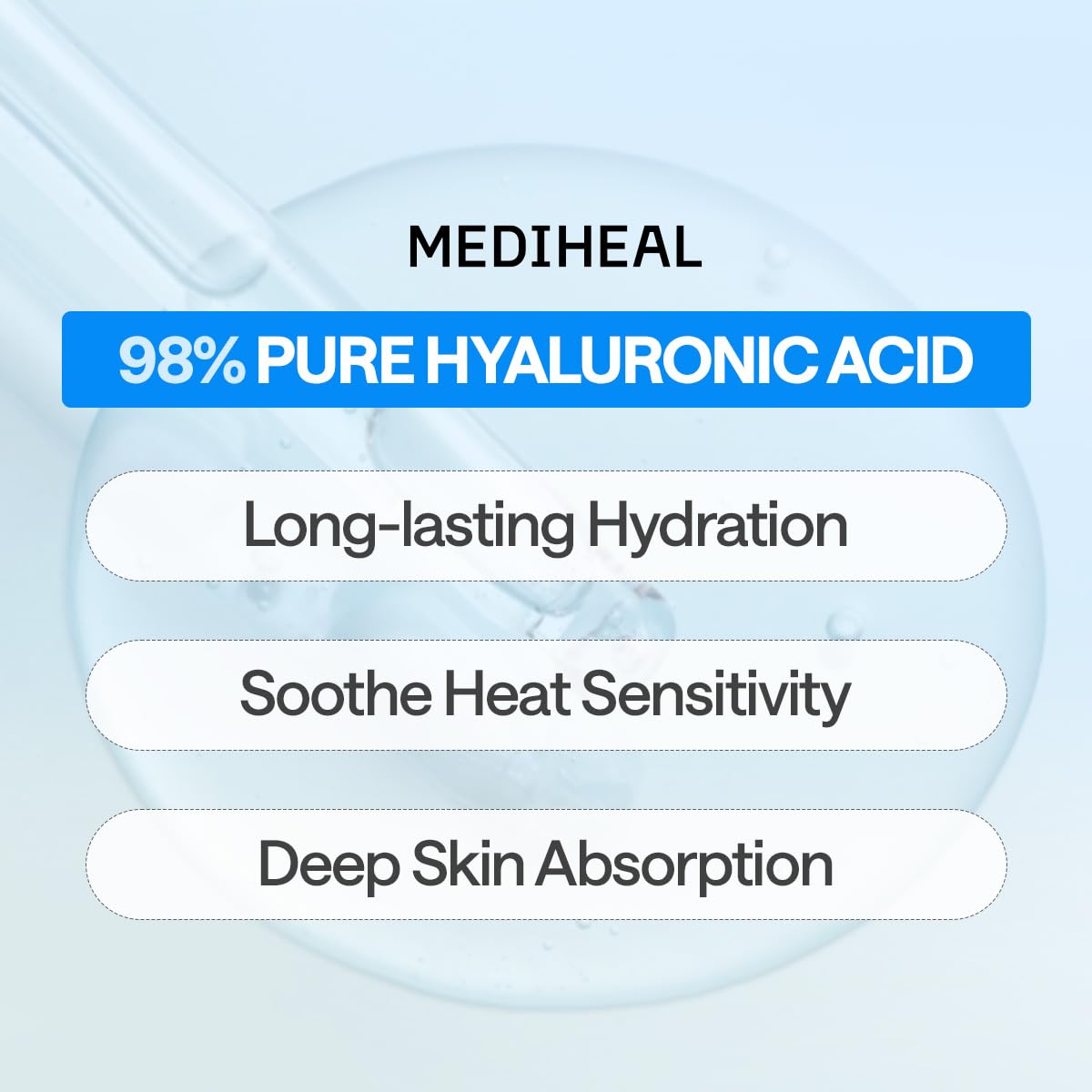 Mediheal Essential Mask (10pcs, Hyaluronate) 98% Pure Hyaluronic Acid for Long-lasting Hydration, Deep Skin Absorption & Moisture Barrier Vegan formula