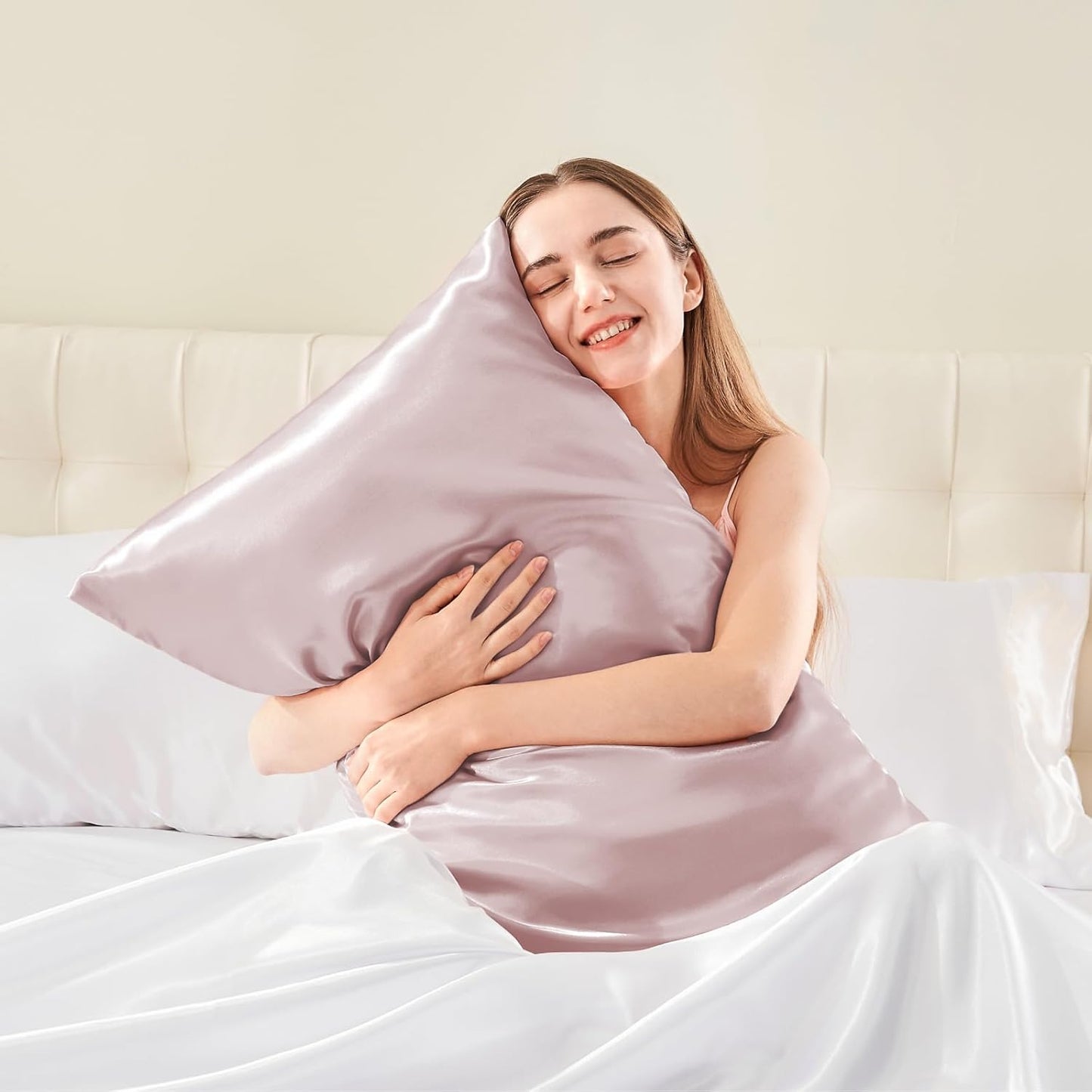 BEDELITE Satin Body Pillow Cover, Super Soft and Cooling Body Pillow Pillowcase for Hair and Skin, Breathable Silky Full Long Pillowcase Cover(20"x54", Lotus Pink)