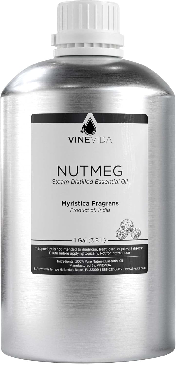VINEVIDA Nutmeg Essential Oil - Gallon Nutmeg Oil Undiluted - Bulk Gallon Essential Oil for Soap Making & Candle Scents - 8 lbs