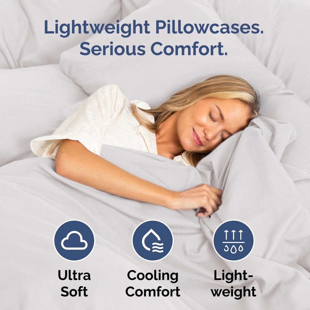 King Standard Pillow Cases Set of 2 - Soft Hotel Quality Pillowcase Covers - Comfy, Cozy & Fade Free - Wrinkle Resistant - Machine Washable Pillow Protectors - 2 Piece Set - King Standard French Grey