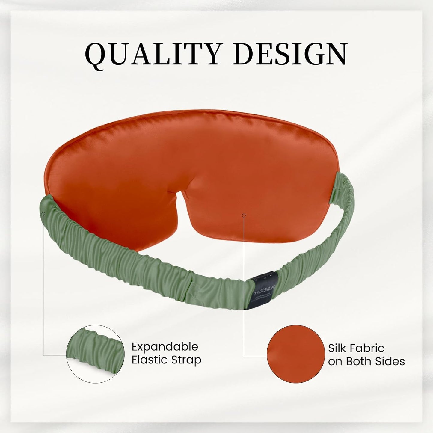 THXSILK 100% Mulberry Silk Sleep Mask, 6A Grade 25 Momme Eye Mask for Sleeping, Color-Blocking Blindfold, Soft Silk Eye Cover for Women, Men, Travel, Nap, Airplane(4×9inches, Bronze)