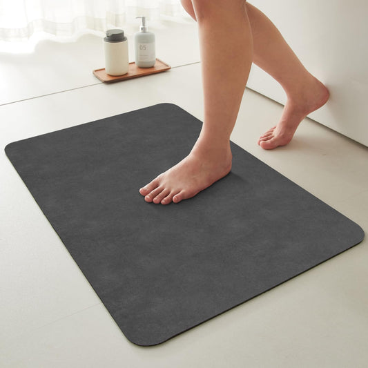Bath Mat, Bathroom Rugs Non Slip Washable Thin Absorbent Quick Dry Bath Mat Fits Under Door Bathroom Floor Mat Perfect for Bath, Shower, or Sink 36"x60" Dark Grey