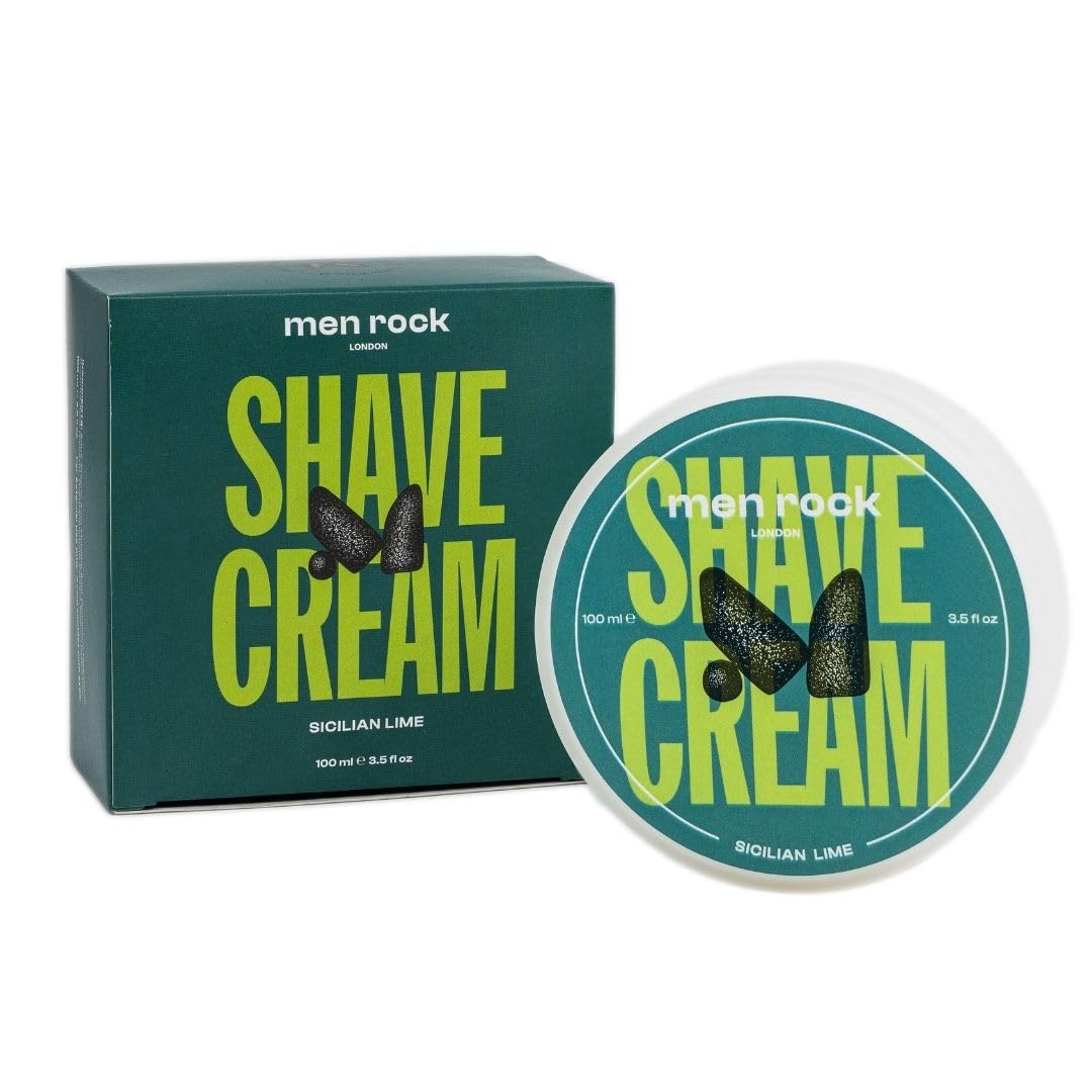 Men Rock Shave Cream - Sicilian Lime - Mens Shaving Cream - Moisturizing Shaving Foam for Men - Non-Drying Formula - Cruelty-Free - 3.5 oz