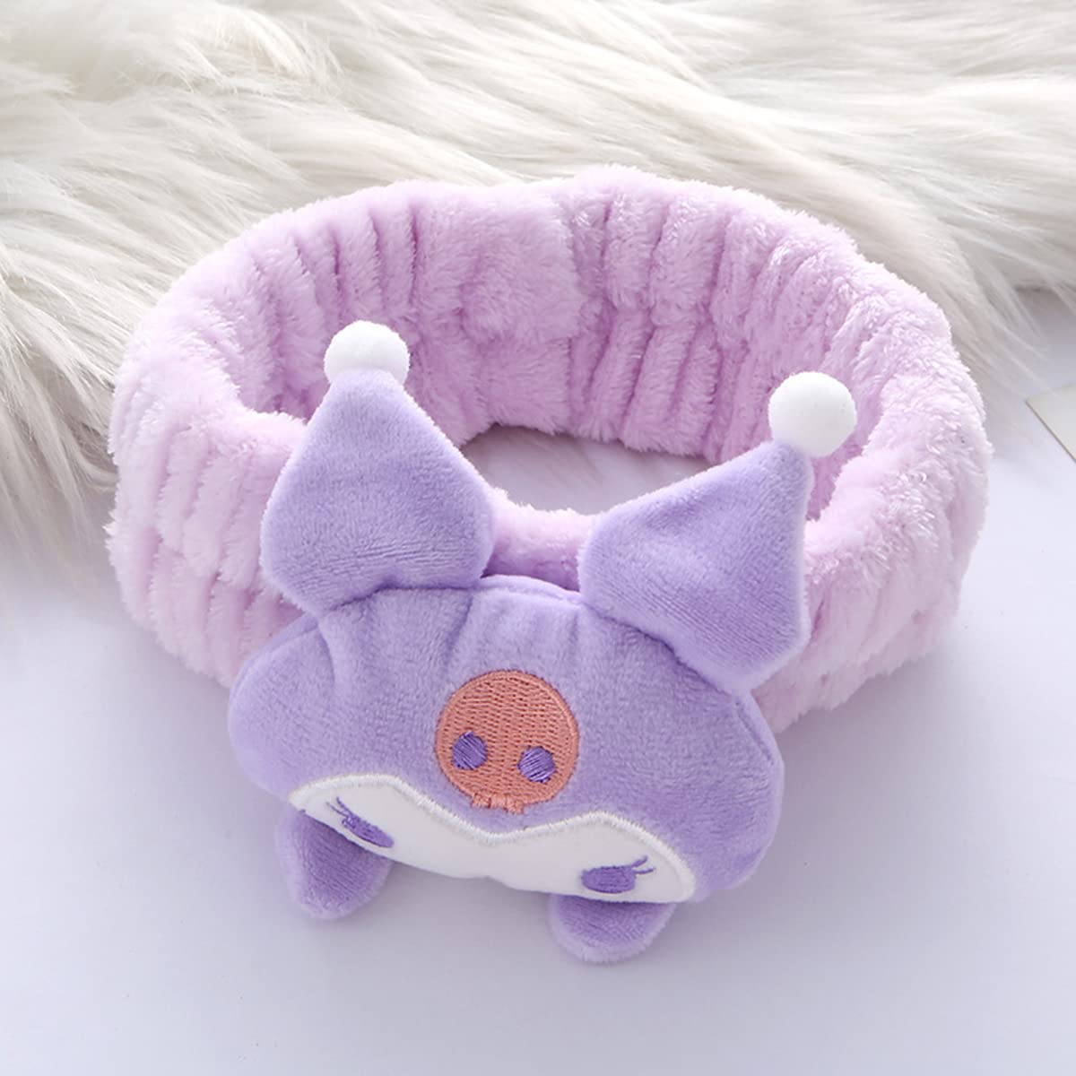 Kawaii Spa Headband for Washing Face, Cute Purple for Make Up, Washing, Party, Soft for Woman Girls