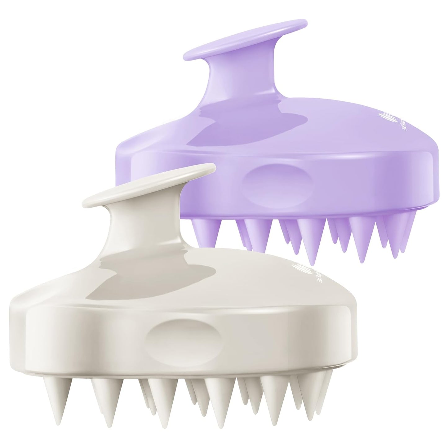 HEETA Hair Scalp Massager Shampoo Brush 2 Pack, Soft Silicone Bristles for Dandruff Removal, Waterproof for Wet & Dry Hair, Suitable for Men & Women (Light Beige & Purple)