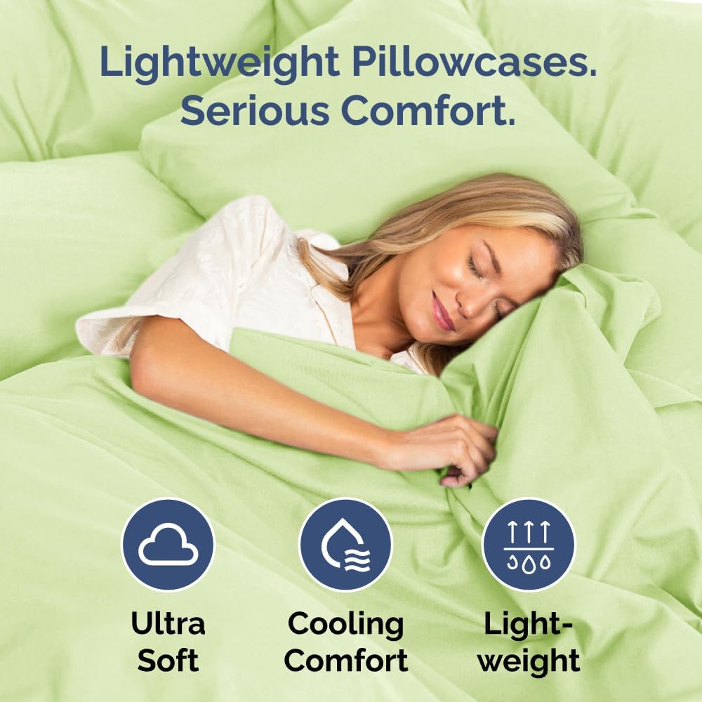 King Pillow Cases Set of 2 - Ultra Soft Hotel Quality Pillowcase Covers - Comfy, Cozy & Wrinkle Free - Shrinkage & Fade Resistant - Machine Washable Pillow Protectors - 2 Piece Set - Light Sage Green