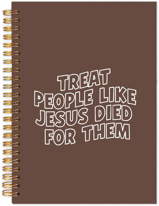 Christian Spiral Journal Notebook 5.5x8.3in, Bible Scripture Journal for Woman, Christian Gifts for Women, Treat People Like Jesus Religious Notebooks for Note Taking, Hardcover Notebook