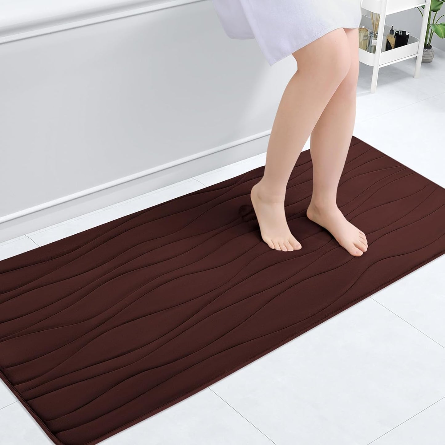 Buganda Memory Foam Bathroom Rug Mat 47x20, Extra Soft and Absorbent Bath Mats, Non-Slip and Machine Washable Bath Rugs for Bathroom Floor,Tub and Shower, Brown