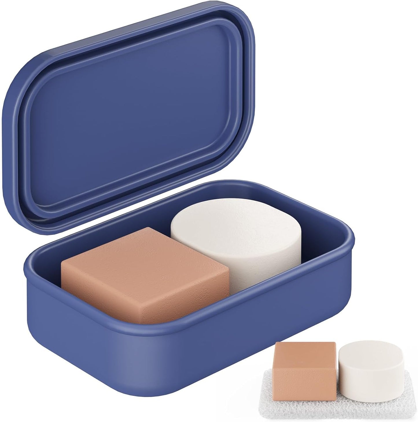 Quatish Solid Shampoo Bar Holder, Large Leakproof Travel Soap Case, Silicone Soap Box with Draining Layer, Enhanced Soap Container, Suitable for Camping, Gym, Bathroom, Outdoor Essentials, Dark Blue