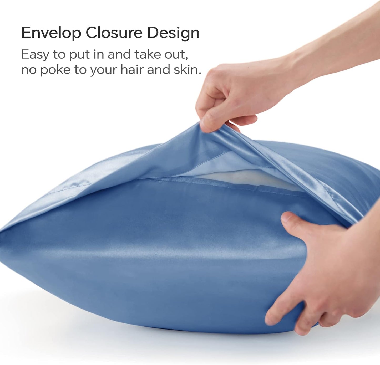 BEDELITE Satin Body Pillow Cover 2 Pack, Super Soft and Cooling Body Pillow Pillowcase for Hair and Skin, Breathable Silky Full Long Pillowcase Cover(20"x54", Airy Blue)