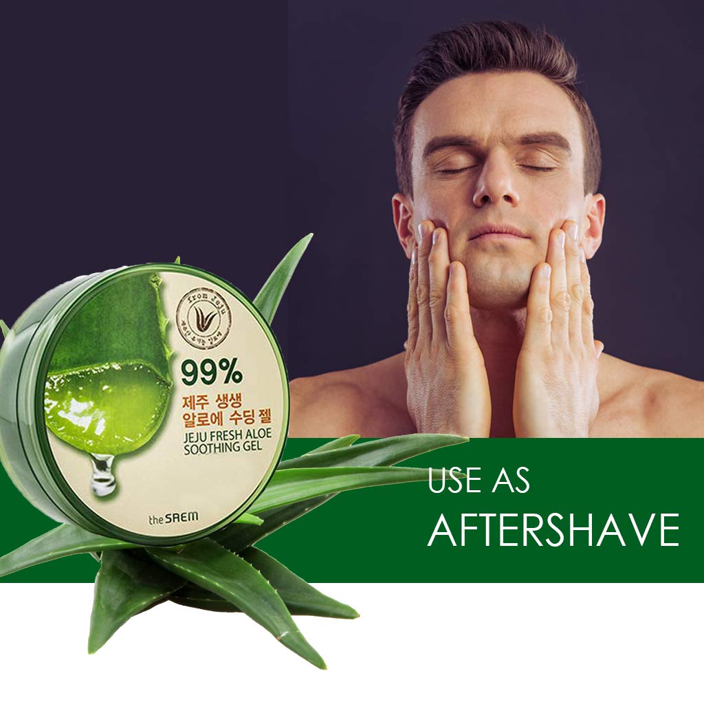 THESAEM Jeju Fresh Aloe Soothing Gel 10.1 fl. oz. (300ml) - 99% Aloe Vera, Hydrates & Dry, Itchy & irritated Skin