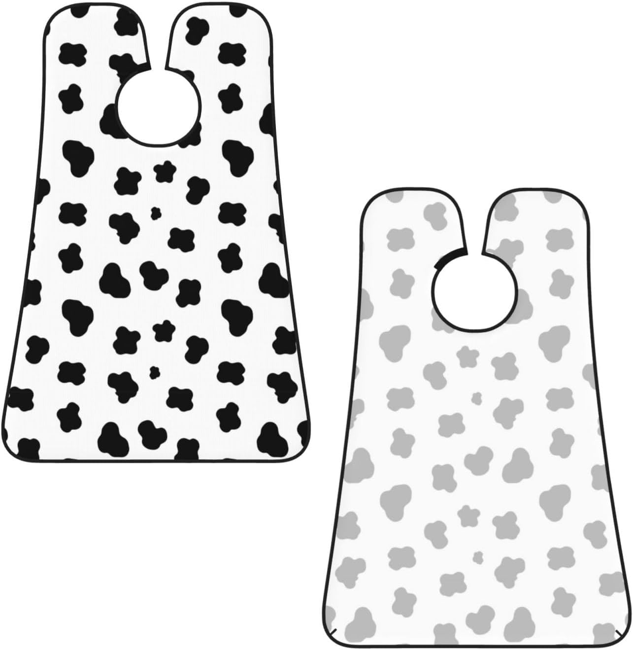 Strong Suction Cup Beard Grooming Bib, Non-Stick Hair Catcher, Waterproof, for Shaving, Black and White Animal Cow Print