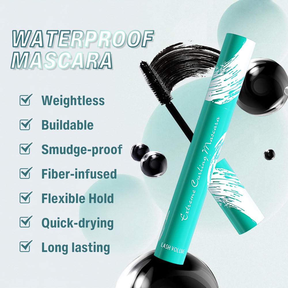 Voluminous Black Mascara - Buildable Lengthening, Curling & Defining for Dramatic Volume, Smudge-Proof 24H Wear, Cruelty-Free Blackest Black, Vegan, Waterproof