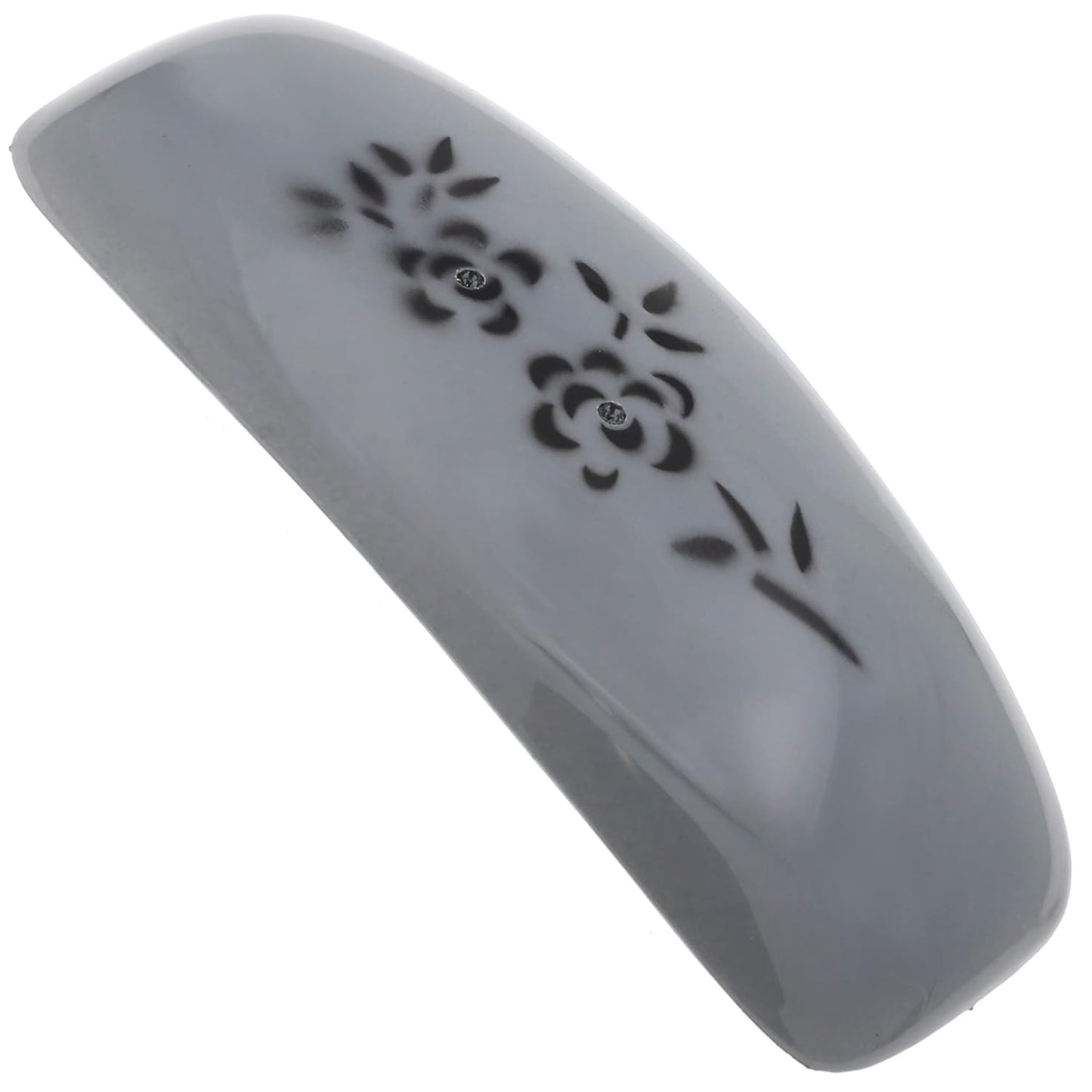 Camila Paris CP3439 French Hair Barrette Clip for Girls, Rubberized Automatic Clasp Strong Hold Grip Hair Clips for Women, No Slip and Durable Styling Girls Hair Accessories, Made in France (Gray)