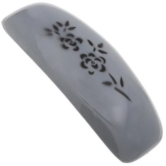 Camila Paris CP3439 French Hair Barrette Clip for Girls, Rubberized Automatic Clasp Strong Hold Grip Hair Clips for Women, No Slip and Durable Styling Girls Hair Accessories, Made in France (Gray)