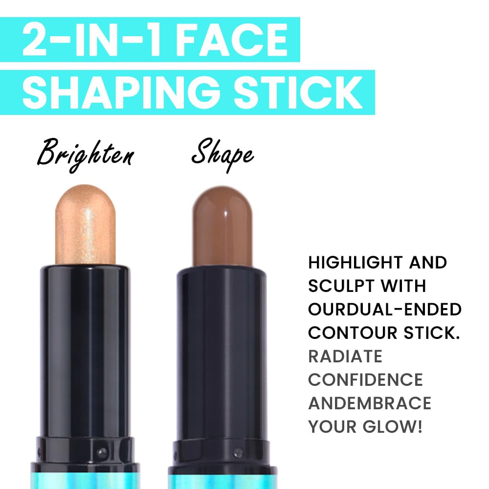 evpct 2in1 Face Shaping & Contouring Stick Cream Contour Concealer Bronzer Stick Makeup Kit for Beginner Face Highlighter Makeup Stick contorno maquillaje de maquillaje profesional,NEW Deep