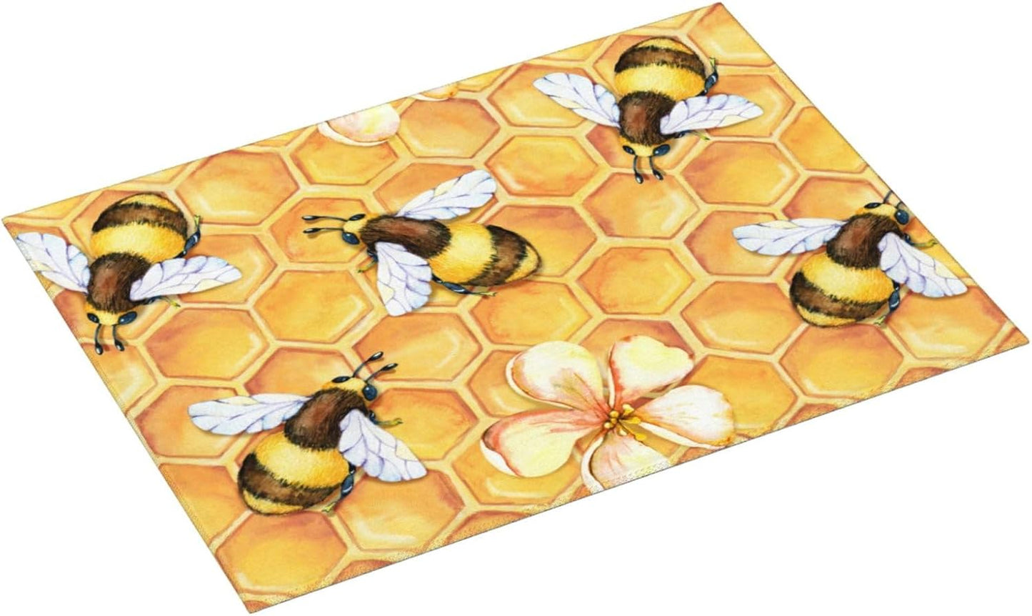 Bee Dish Drying Mat For Kitchen Counter Absorbent Large Kitchen Fast Dry Pad Reusable Washable Protector Rack Large Mat 18 X 24