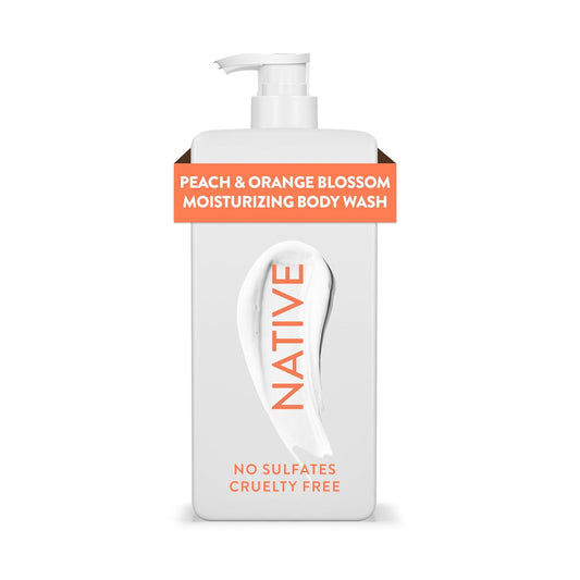 Native Moisturizing Body Wash Contains Naturally Derived Ingredients | For Women & Men, Sulfate, Dye, & Paraben Free Leaving Skin Soft and Hydrated | Peach & Orange Blossom 18 oz