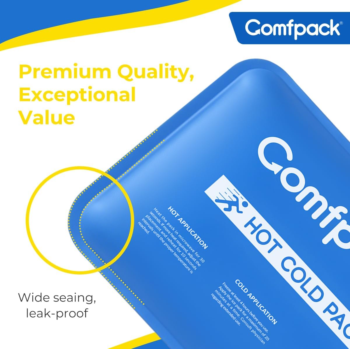 Soft Ice Pack for Sports Injuries, Long Lasting Multipurpose Gel Ice Pack with Dual Temperatures for Muscle Pain Relief & Strains, for Head, Shoulder, Knee, Ankle