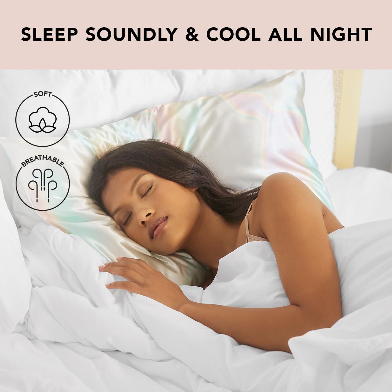 Kitsch Satin Pillowcase with Zipper for Hair & Skin, Softer Than Silk Pillow Cases Queen, Wrinkle-Free, Smooth and Cooling Satin Pillow Covers, Standard Size 19"x26" - Aura, 2pcs