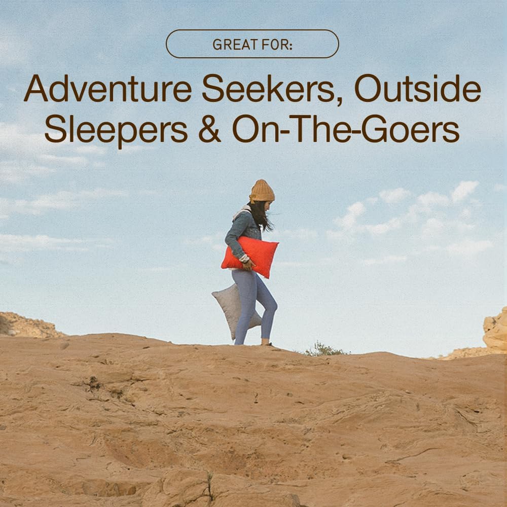 Coop Home Goods Nylon Camping and Travel Pillow Cover, Waterproof Camping Pillow Protector, Zippered Cover, Washable Travel Pillowcase (Red)