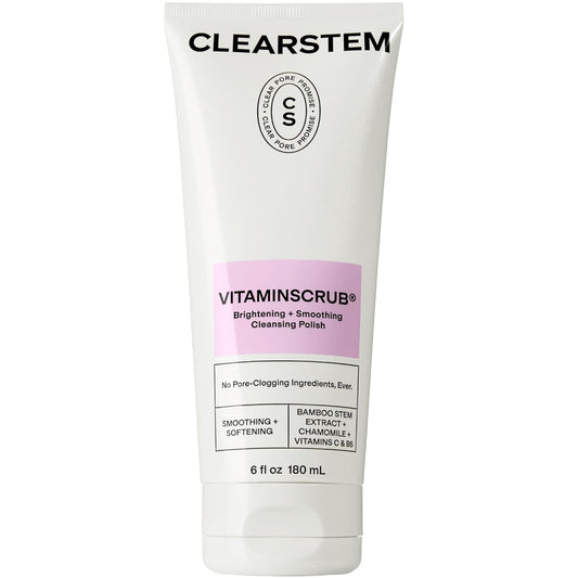 CLEARSTEM - VITAMINSCRUB - Antioxidant-Infused Scrub Cleanser - Exfoliating Face Wash + Body Scrub - Vitamin C, Hemp, Bamboo - Skin Care Products - Gluten Free, Cruelty Free - 6 fl oz / 177ml